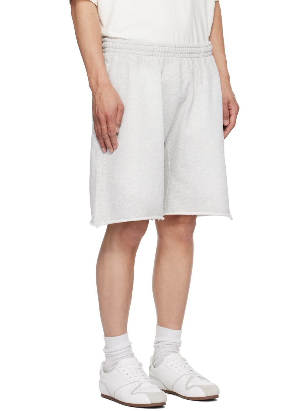 Gray Logo Oversized Cotton Terry Sweat Shorts - 2