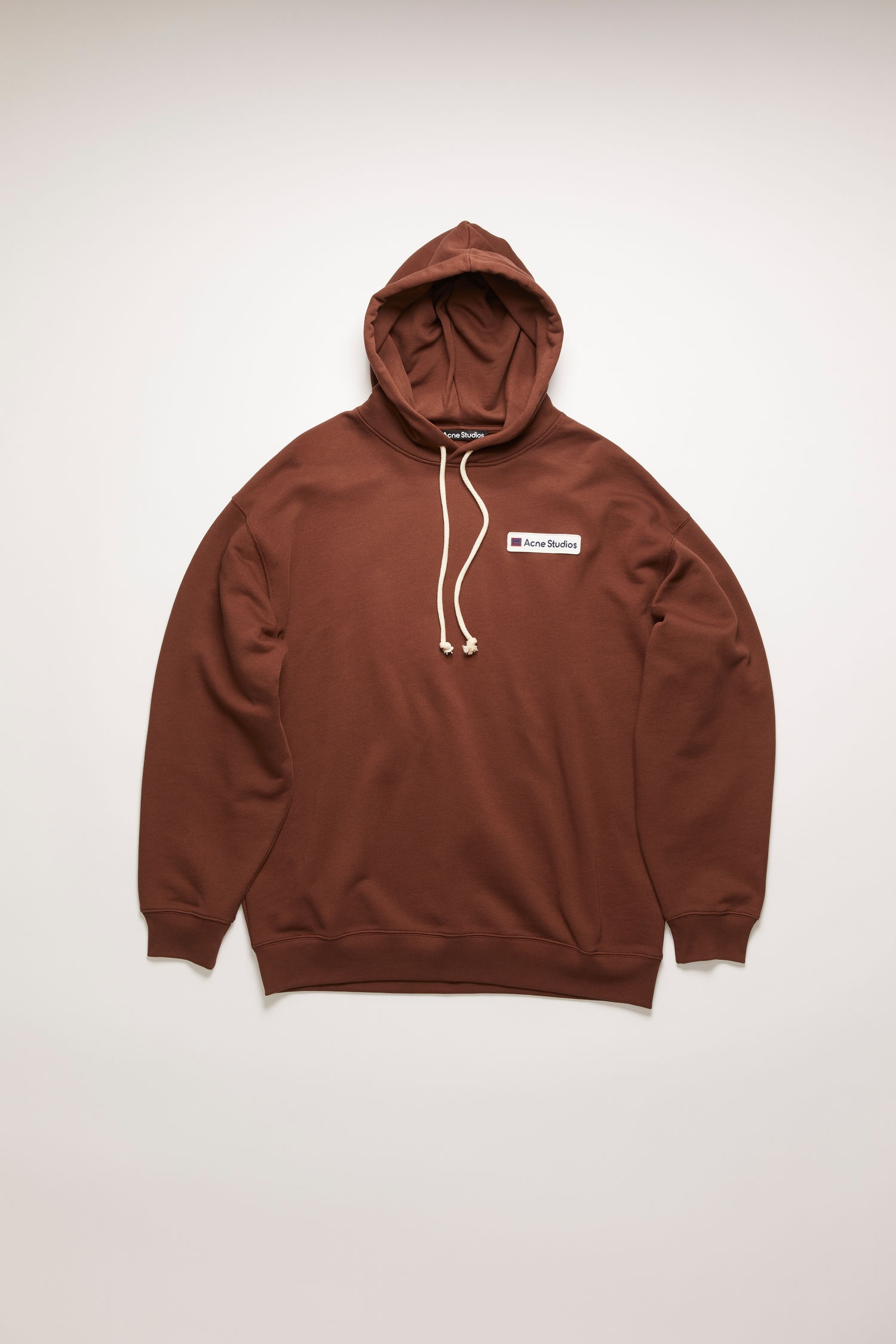 Logo patch hooded sweatshirt dark brown - 1