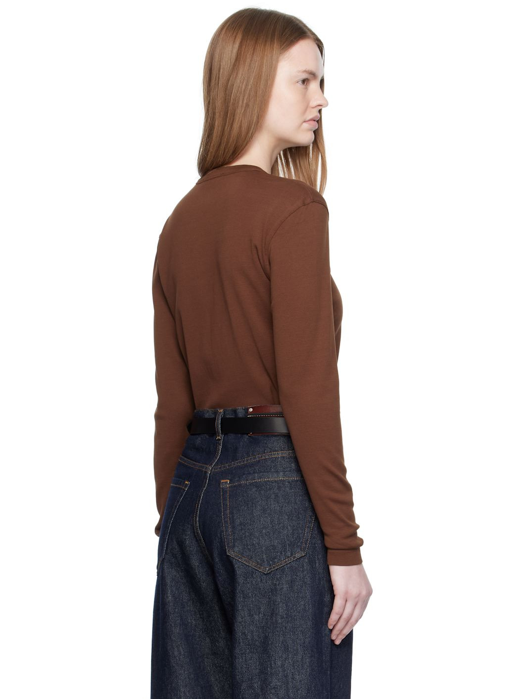 Brown Rib Long Sleeve T-shirt - 3