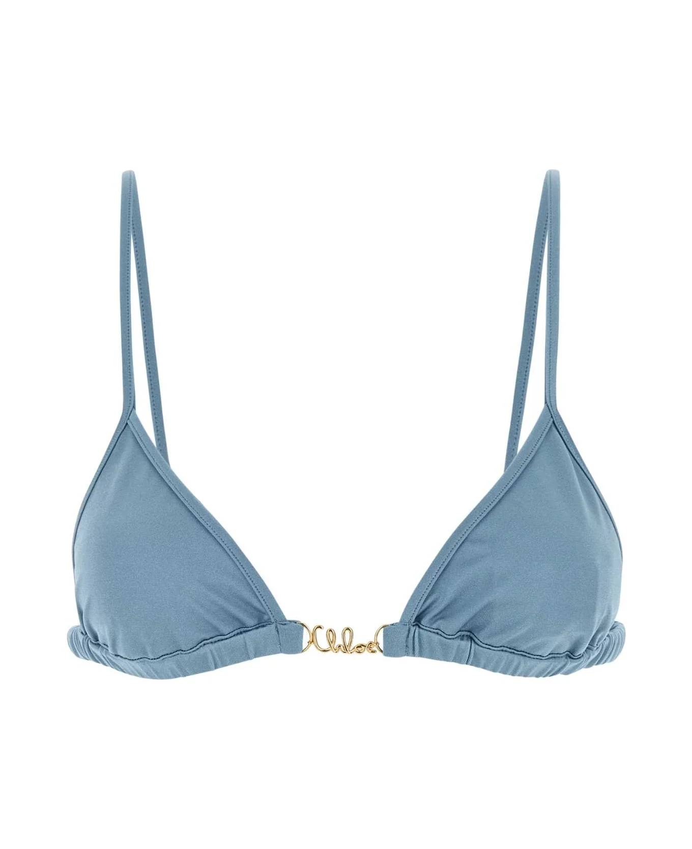 Cerulean Blue Stretch Nylon Bikini Top - 1