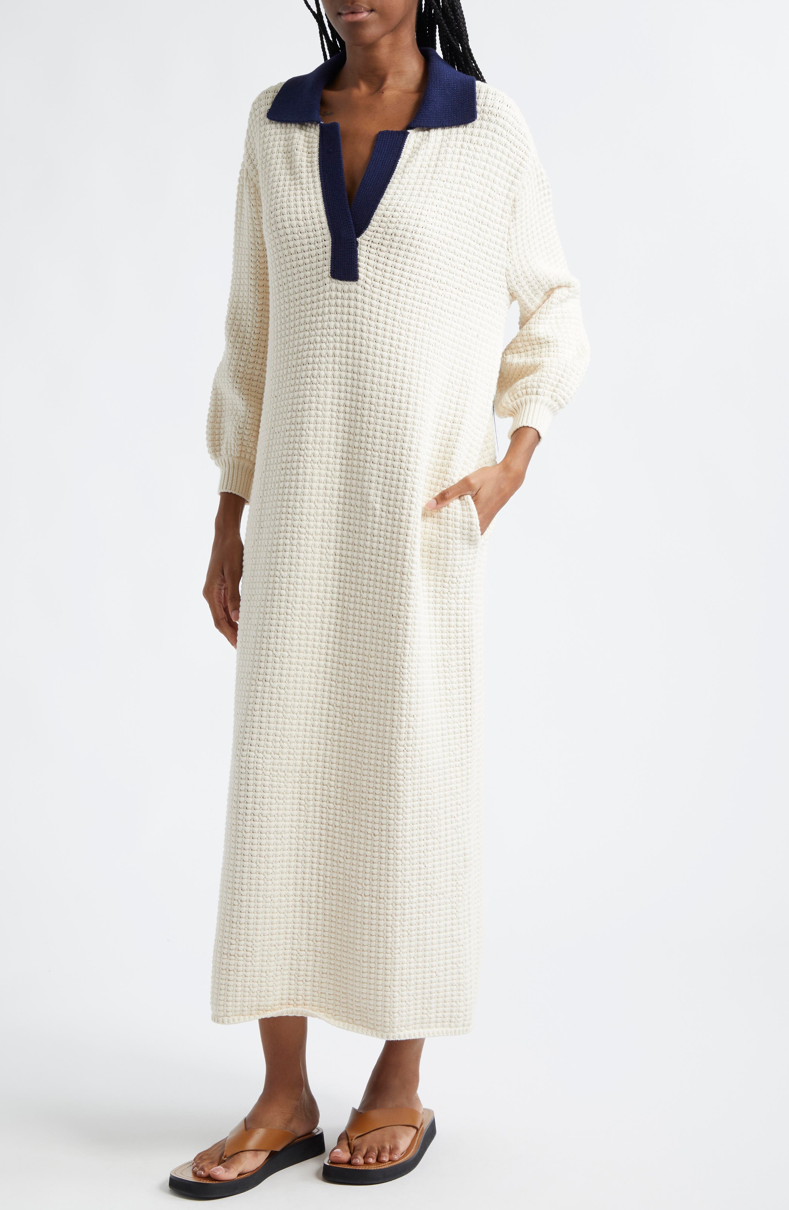 STAUD Altea Dress in Ivory/Navy at Nordstrom - 4