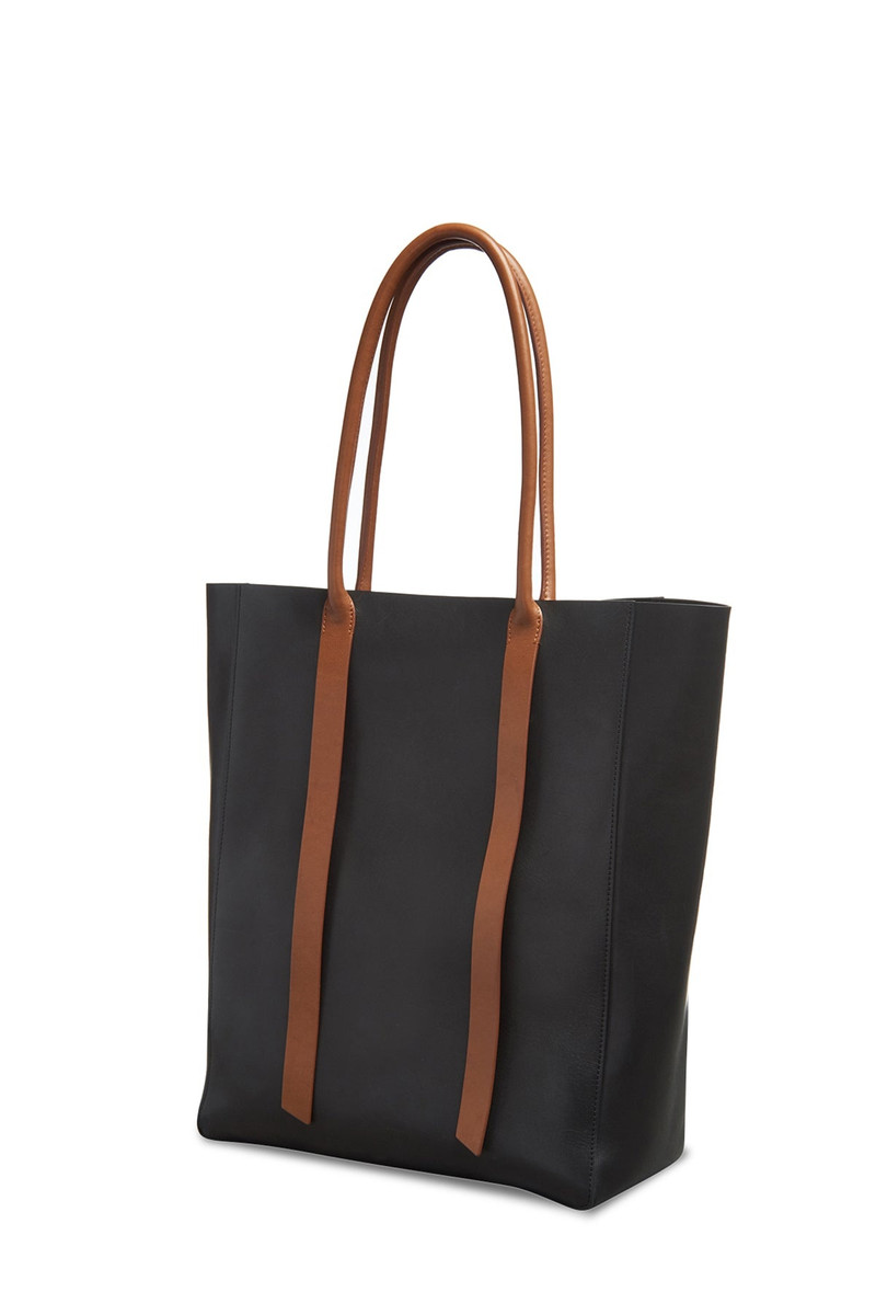 Marianne Tote Bag in Black & Cognac Leather 1