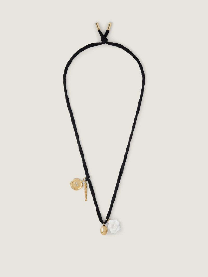 LUCKY CHARMS NECKLACE IN SILK, METAL AND ENAMEL 1