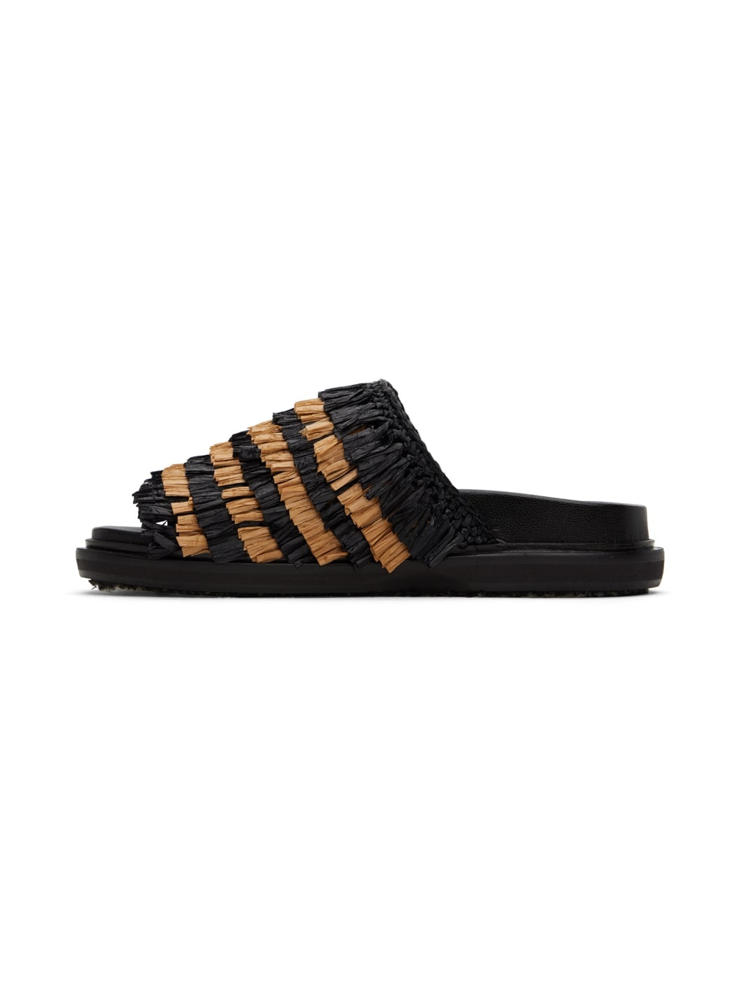 Black & Beige Fringe Sandals - 3