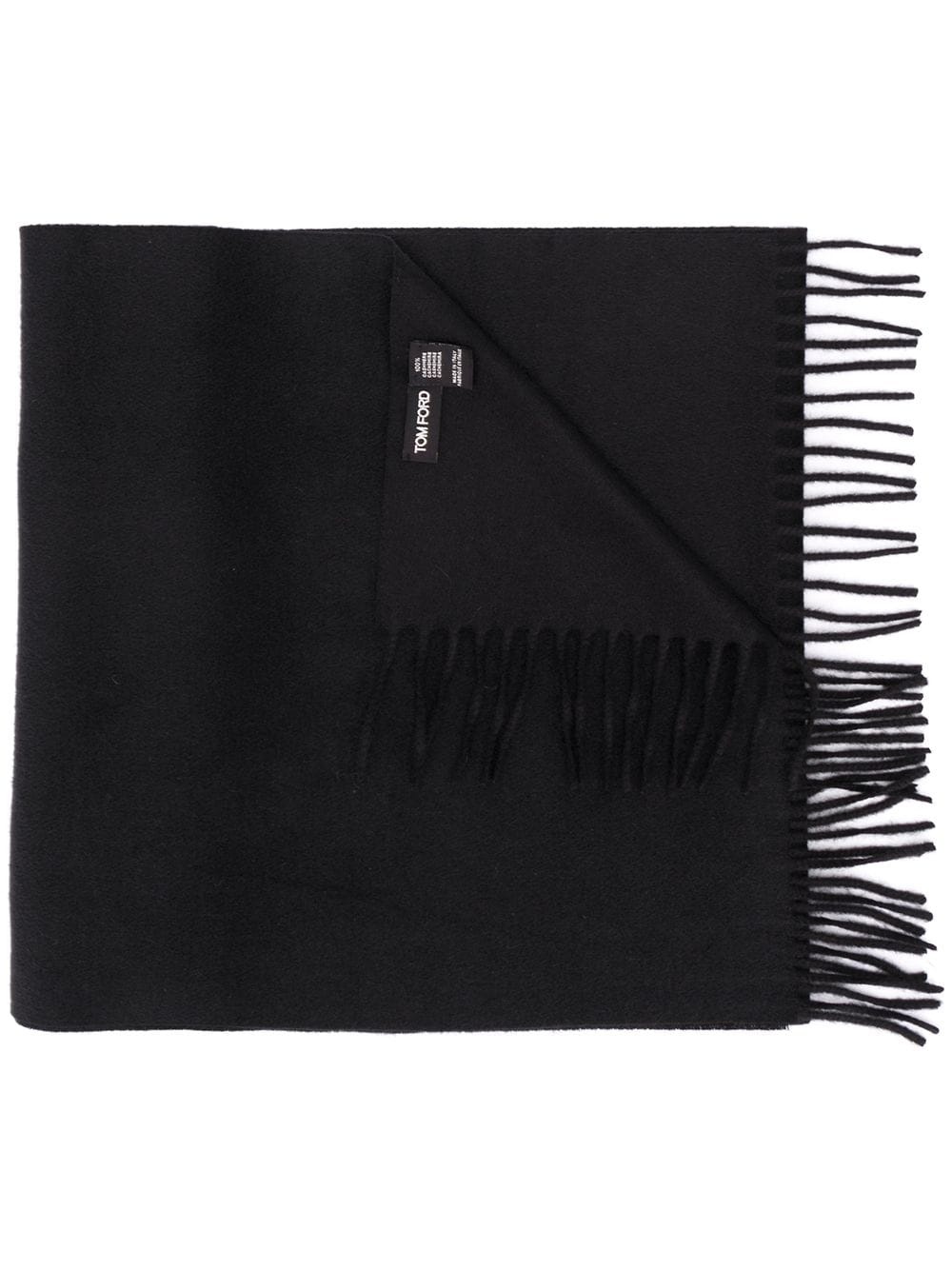 logo-embroidered fringed scarf - 1