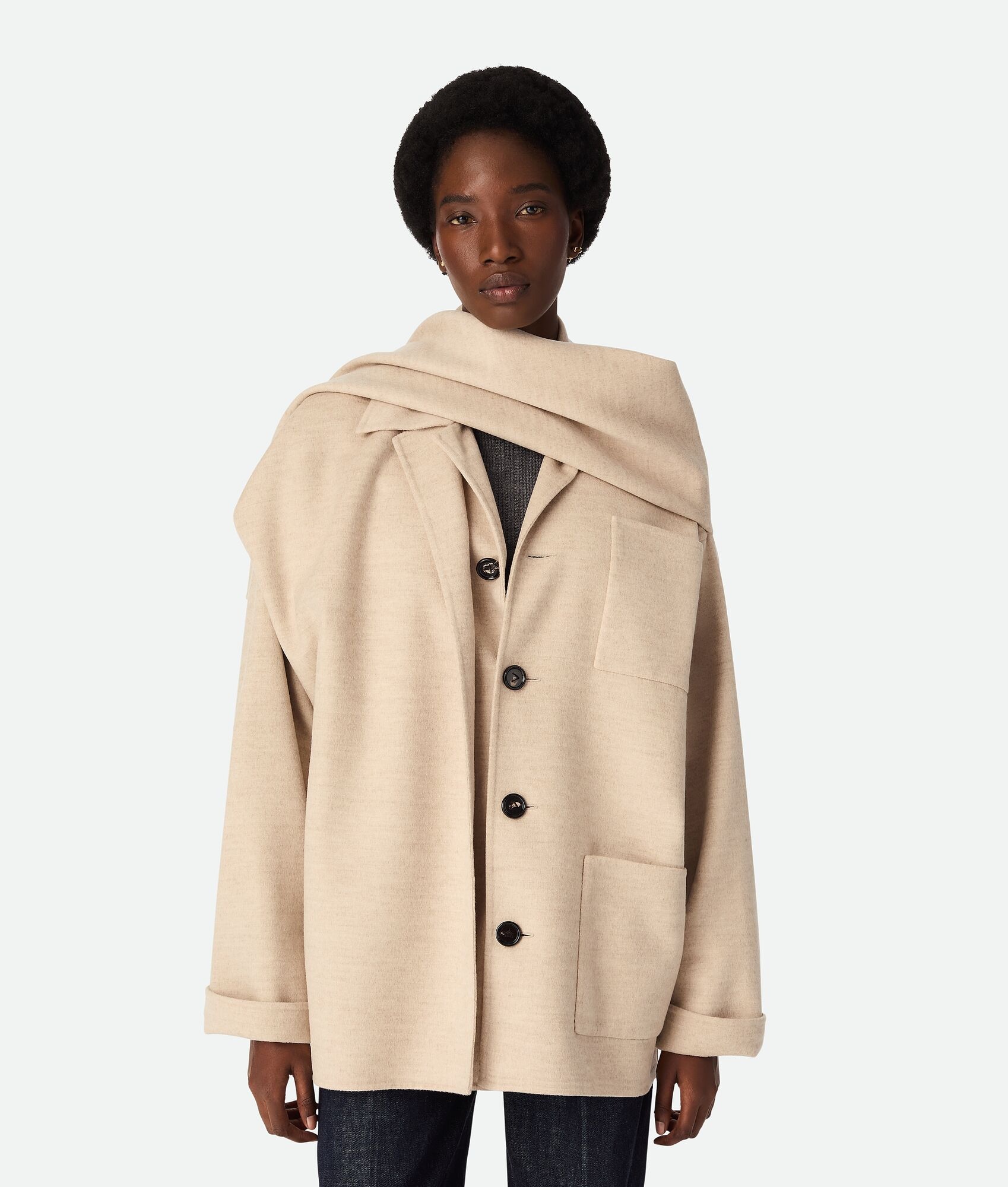 Double Wool And Cashmere Short Coat - 4