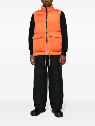sacai suede-panel padded gilet outlook