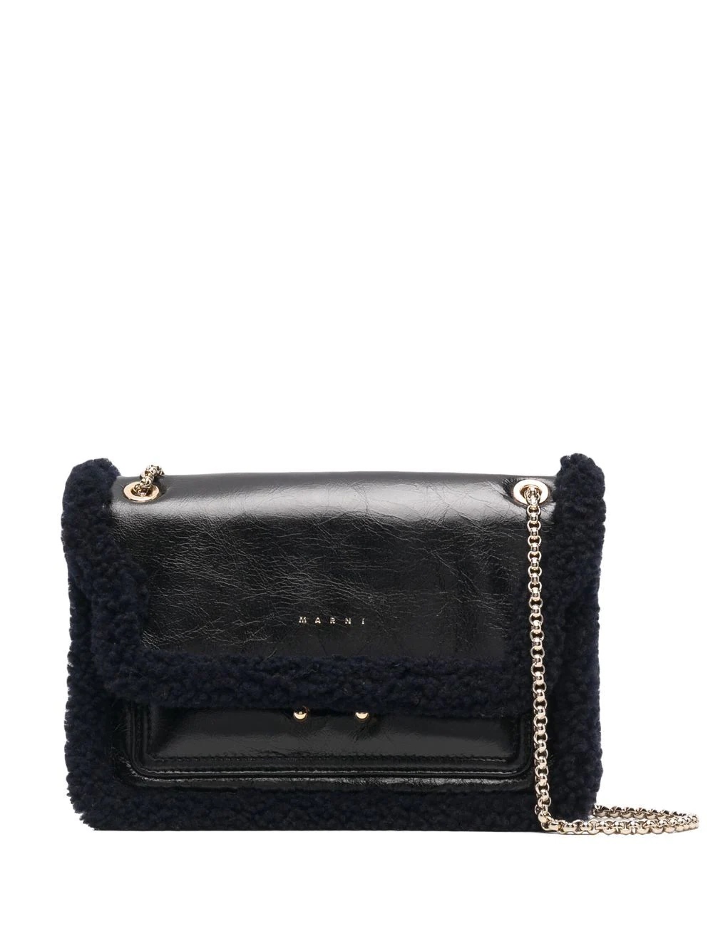 shearling-trim shoulder bag - 1