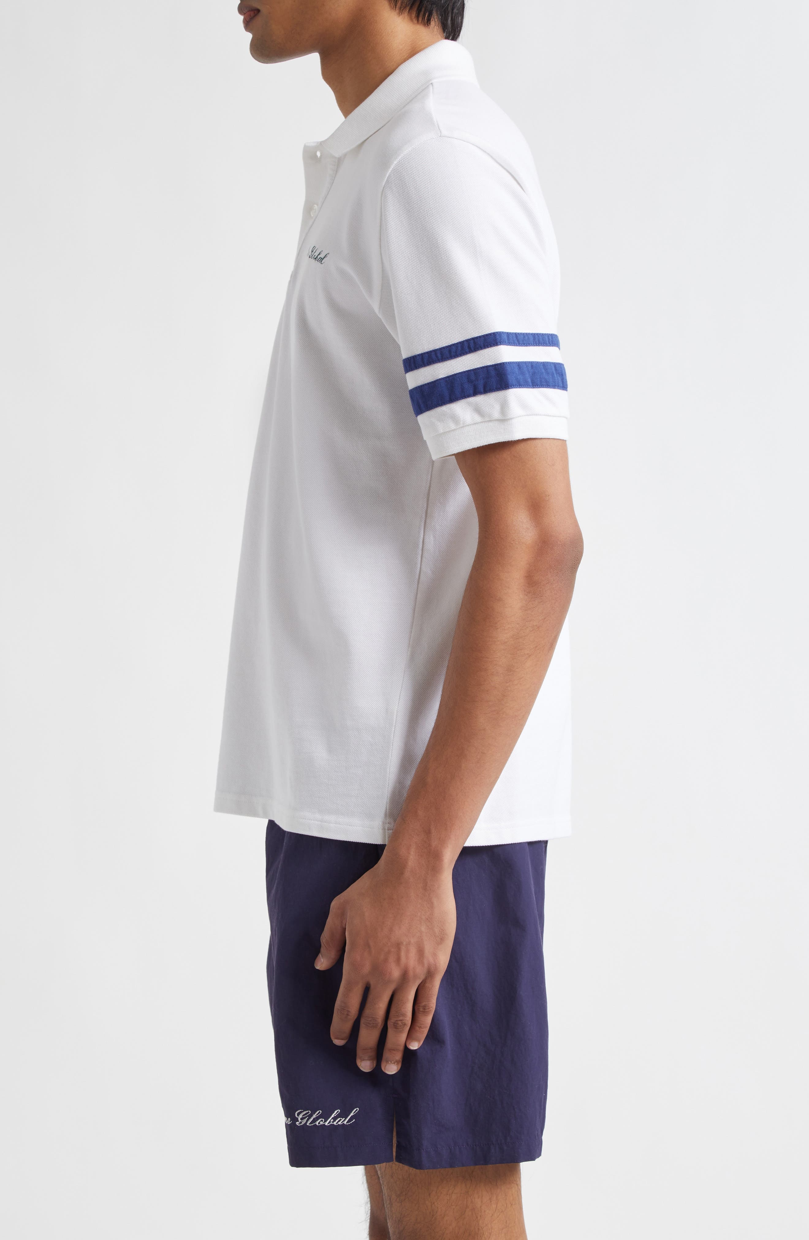 PALMES Global Cotton Piqué Polo in White at Nordstrom - 4