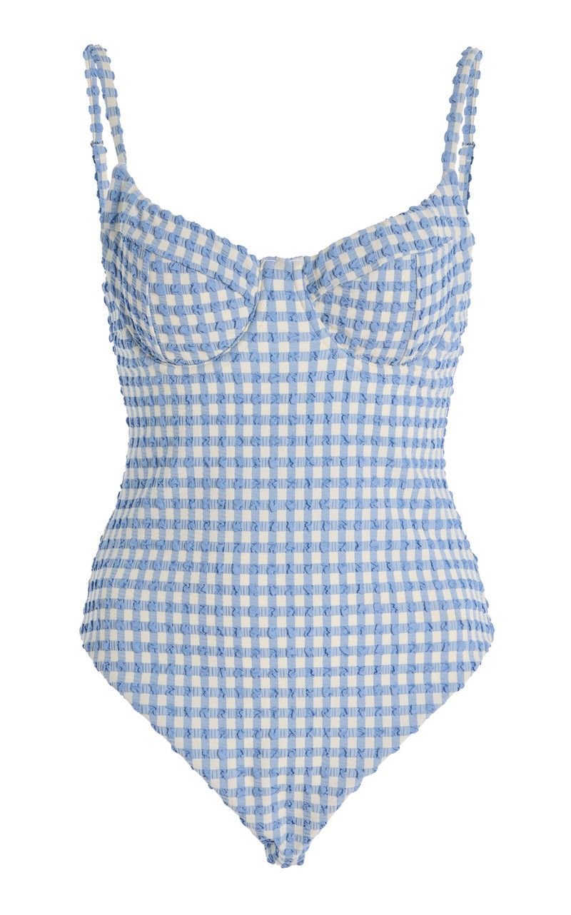 Suni Gingham Seersucker One-Piece Swimsuit blue - 1