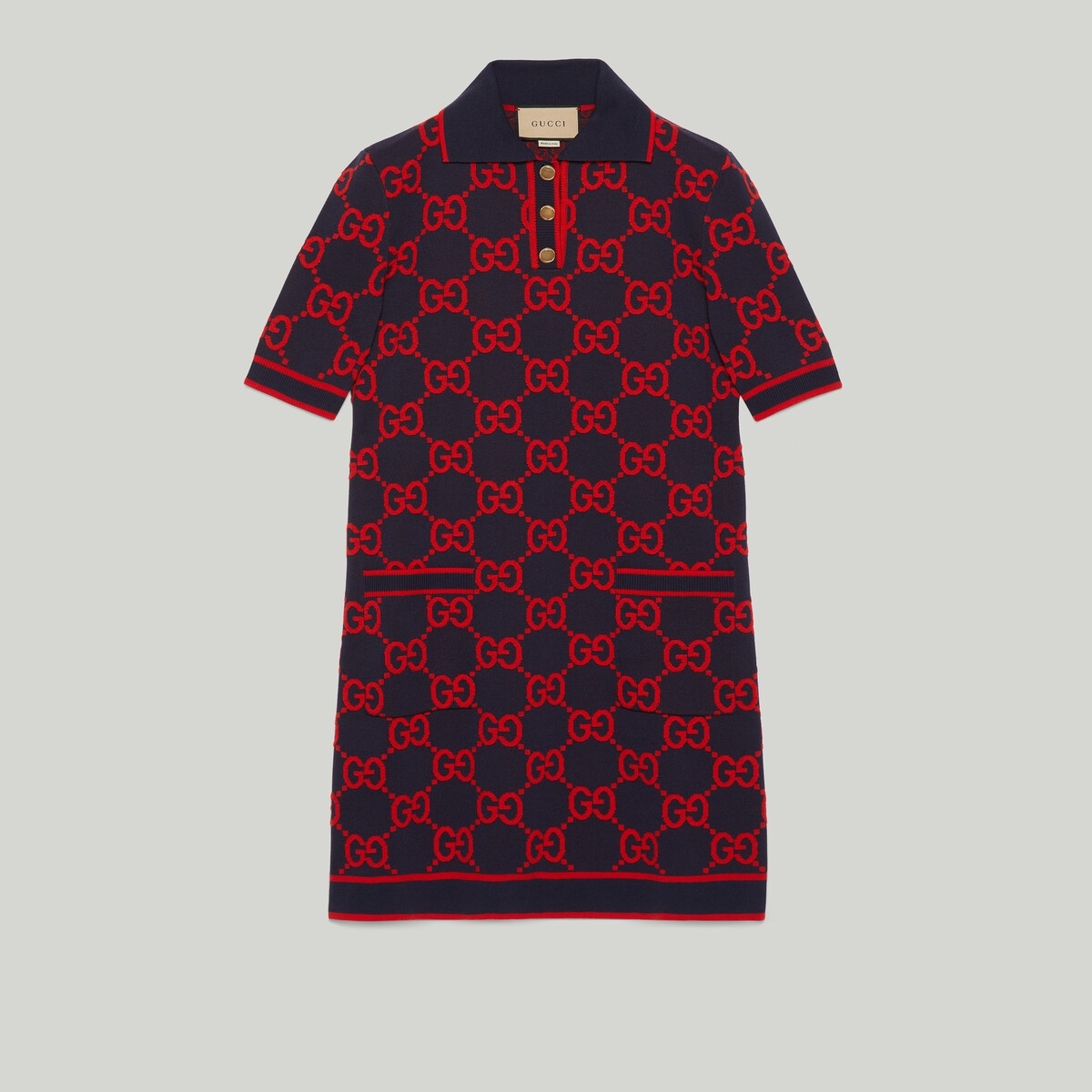 GG cotton and silk blend polo dress - 1