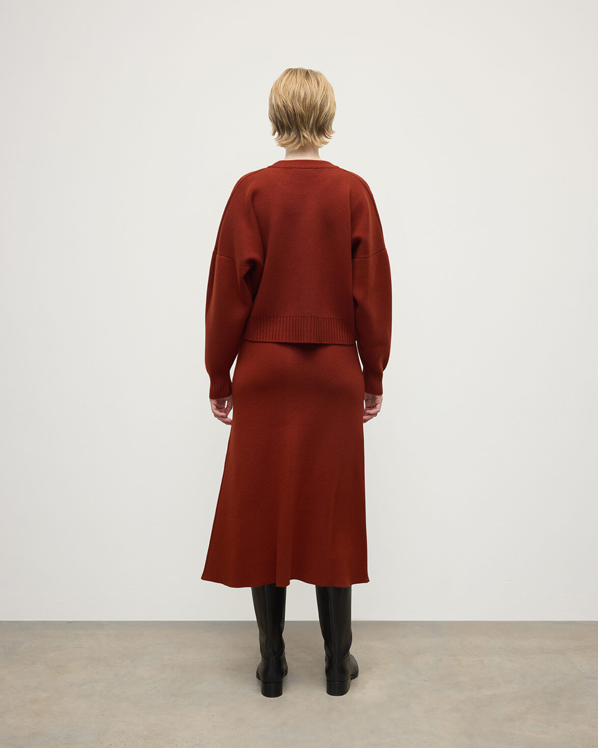 A-Line Milano Red Cashmere Skirt - 4