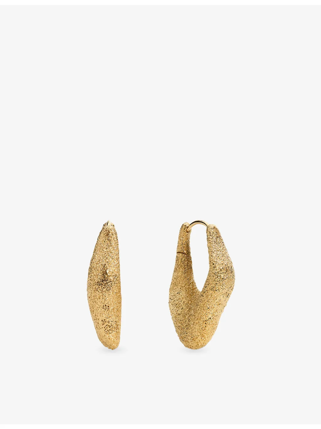 Antica Textured Medium 18ct Yellow Gold Vermeil Hoop Earrings - 1