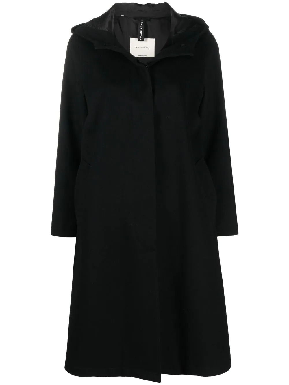 INNES Black Storm System Wool Hooded Coat - 1