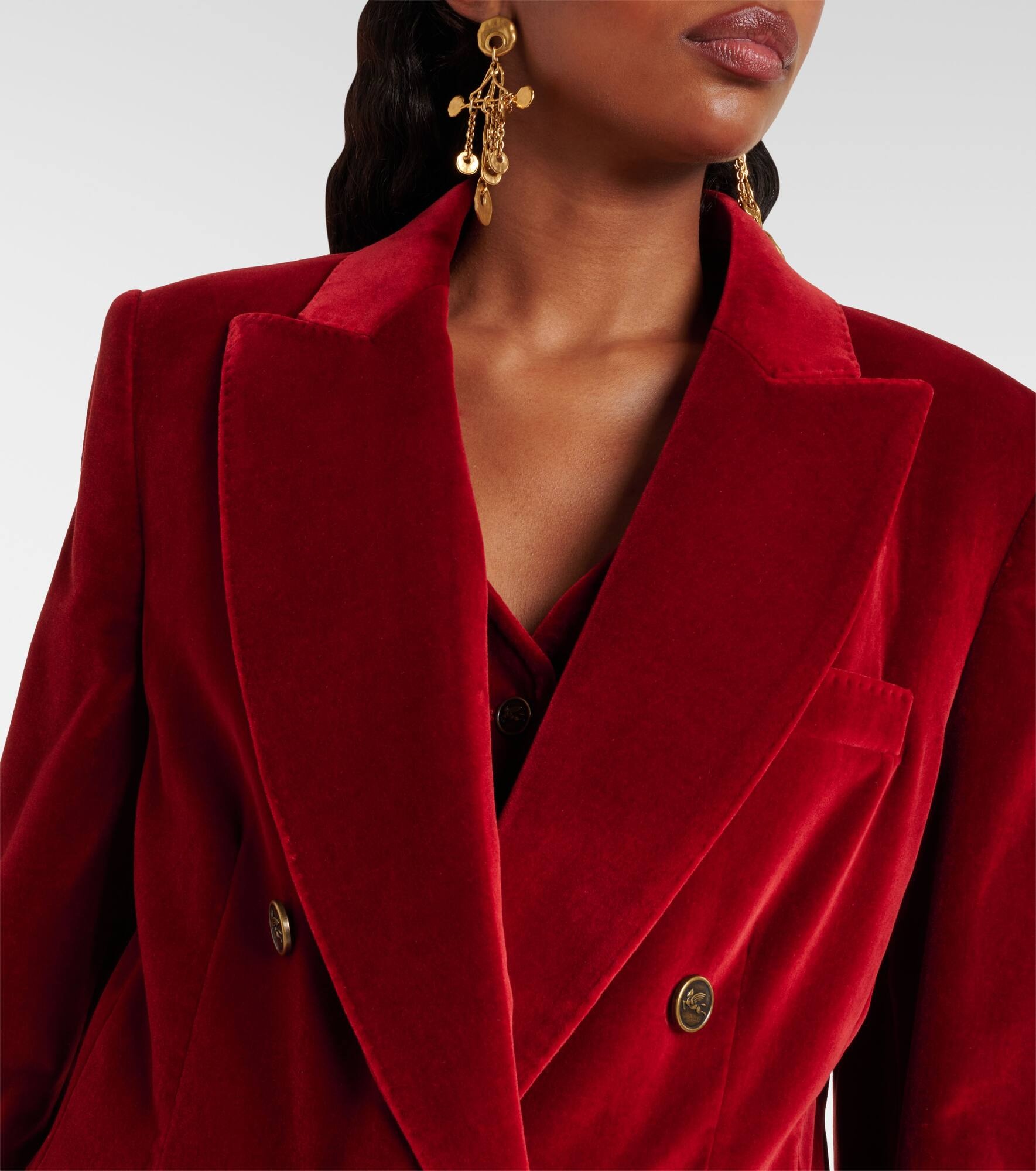 Double-breasted cotton velvet blazer - 4