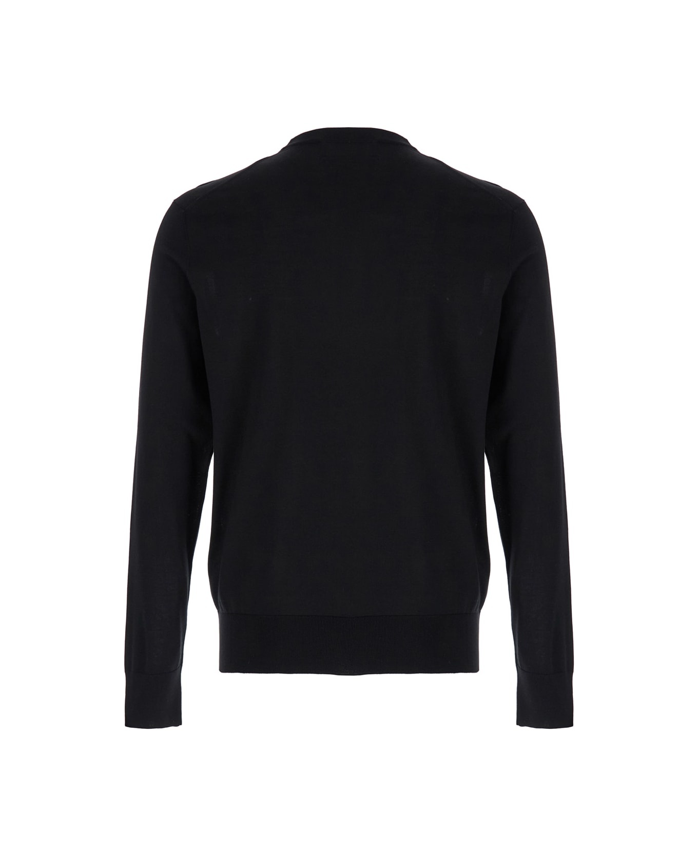 Black Sweater With Tonal Signature Logo In Silk Man - 2