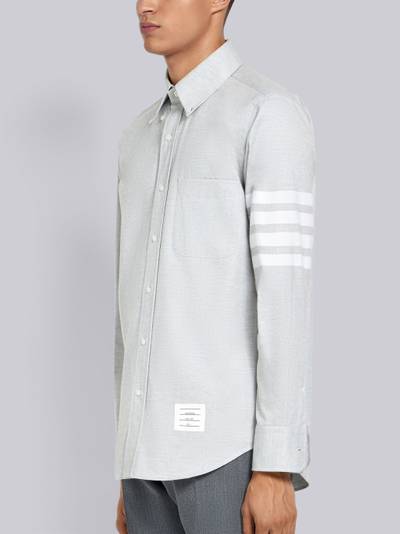 Thom Browne Light Grey Solid Flannel Shirting 4-bar Nametag Straight Fit Shirt outlook