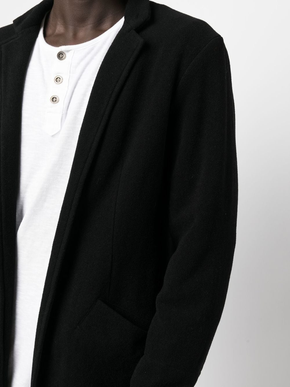 long-sleeve wool overcoat - 6