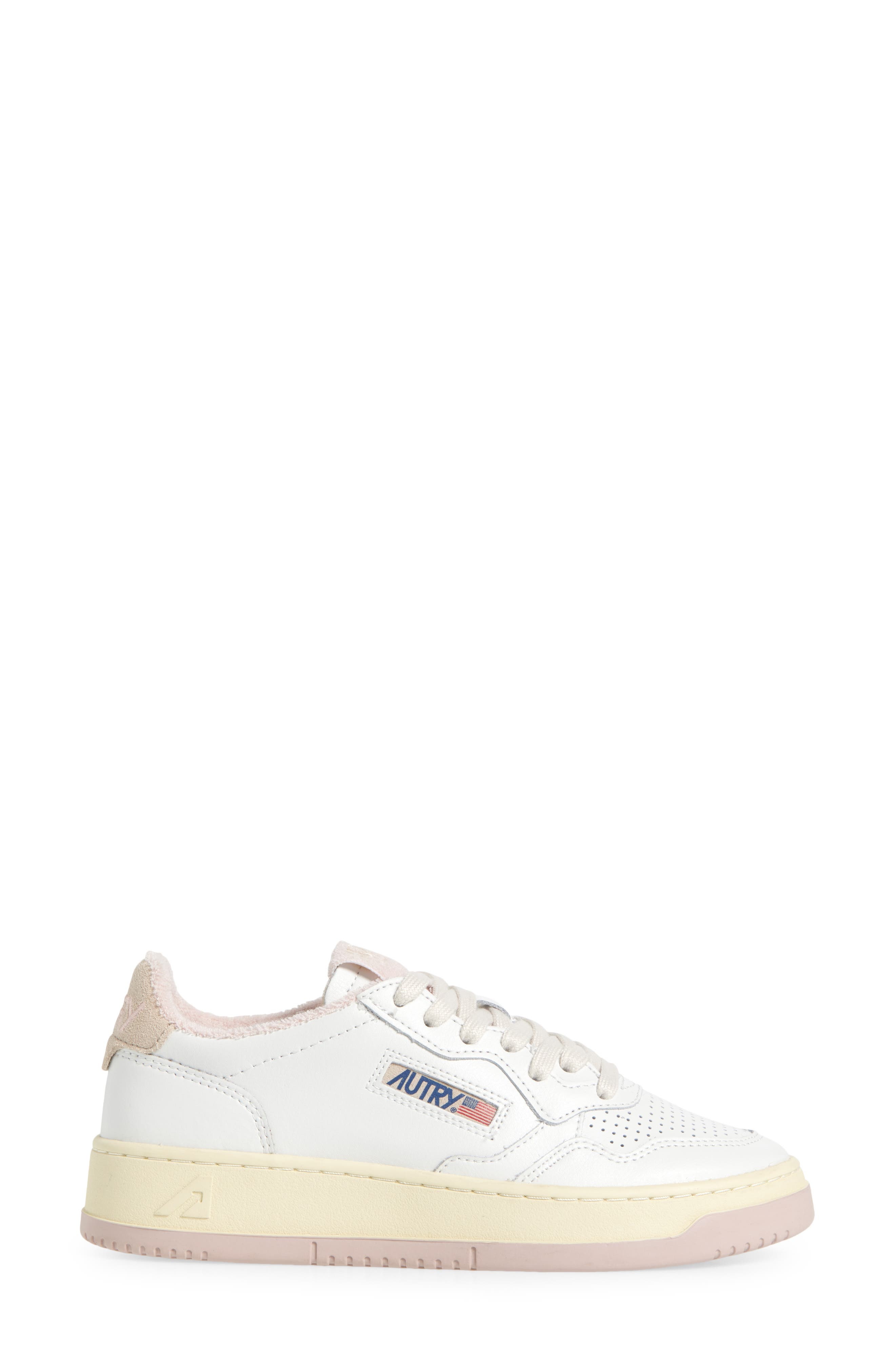 AUTRY Medalist Low Sneaker in White/Pink at Nordstrom - 3