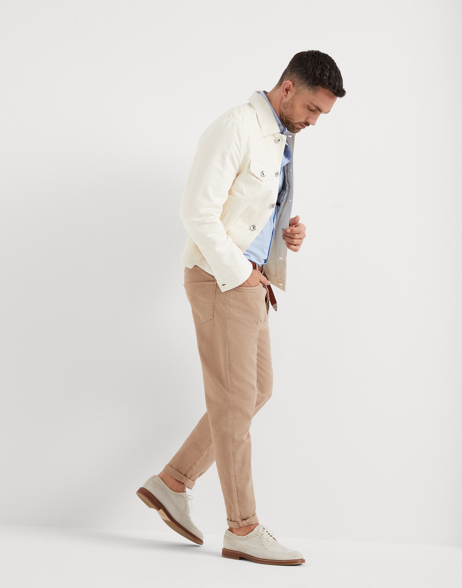 Garment-dyed comfort denim leisure fit five-pocket trousers - 4