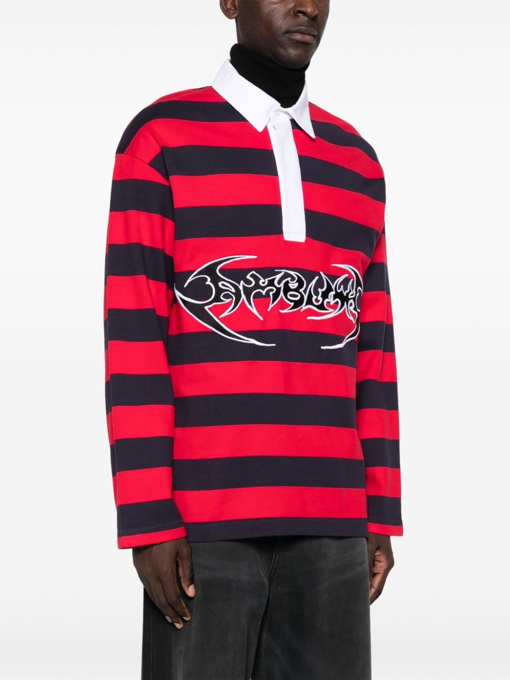 striped logo-print cotton polo - 3
