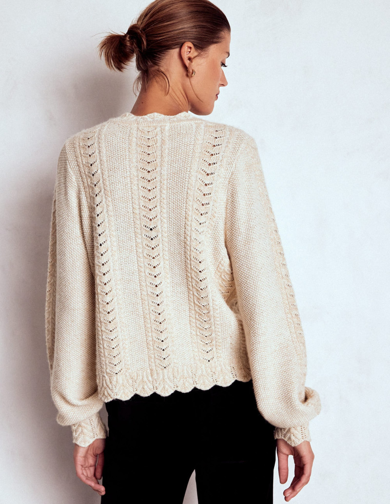 Velvet Bow Cable Cardigan-Gold Sparkle 4