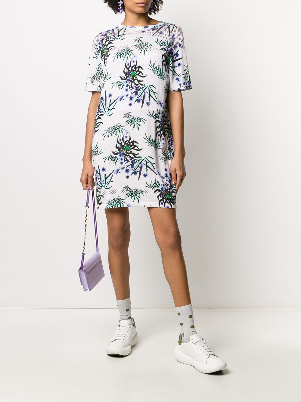 floral-print eyelet-knit T-shirt dress - 2