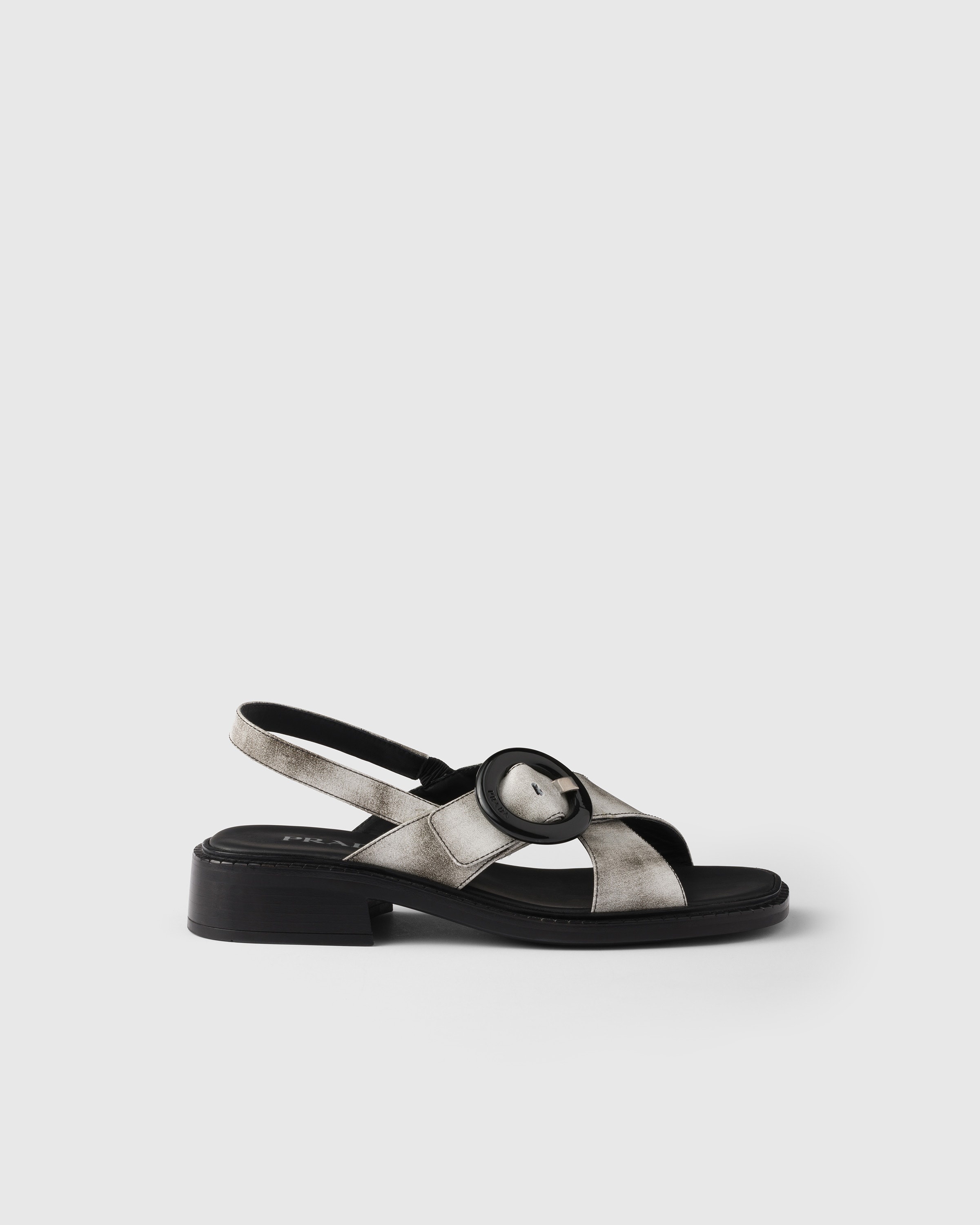 Brushed leather sandals with buckle - 2