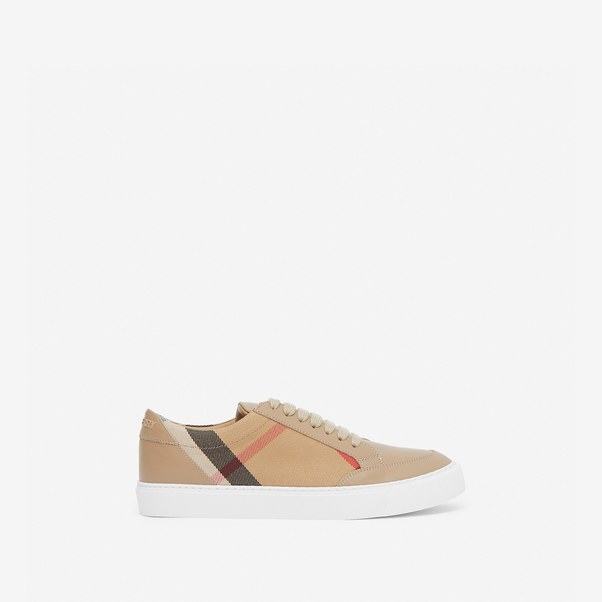 House Check Cotton and Leather Sneakers - 1