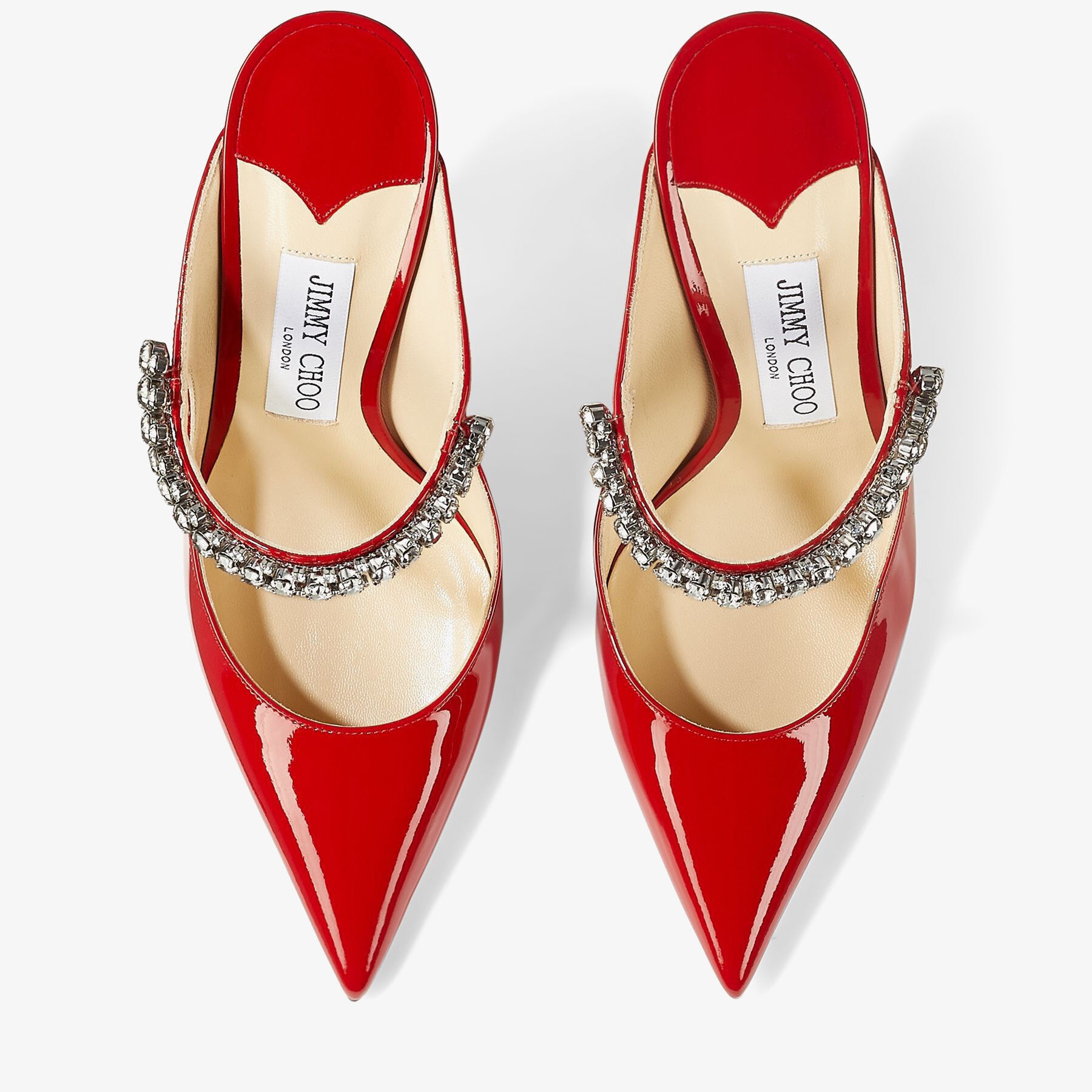 Bing 100
Red Patent Leather Mules with Crystal Strap - 5