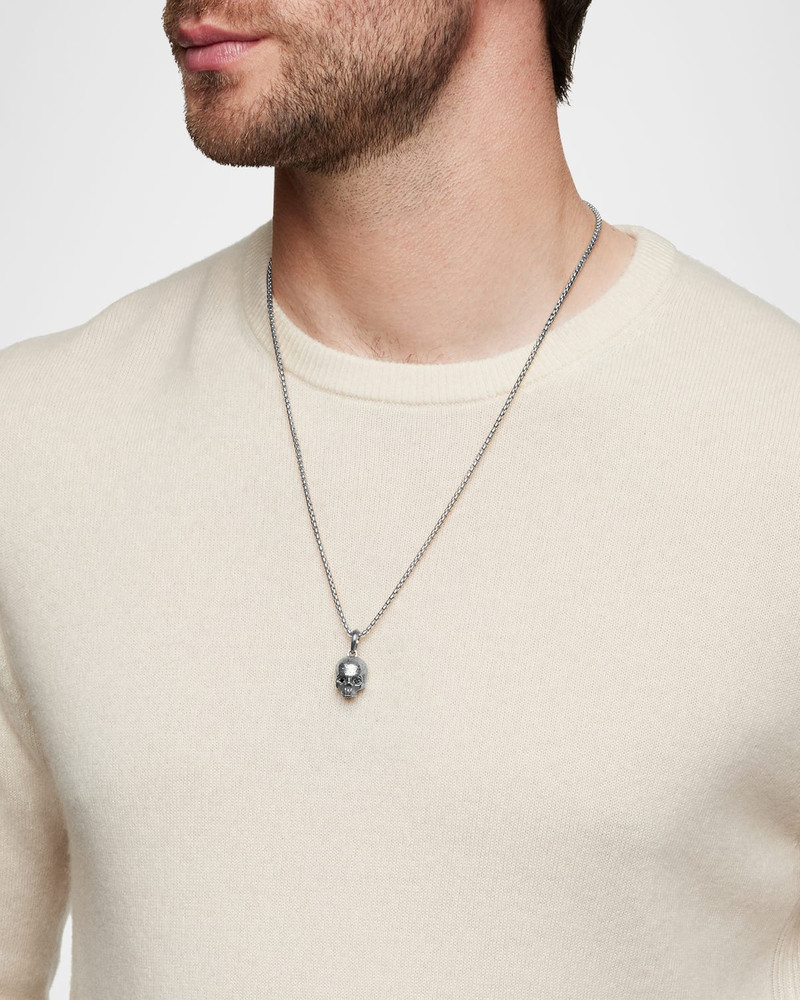 DAVID YURMAN Men's Memento Mori Skull Pendant with Diamonds in Silver, 18mm outlook