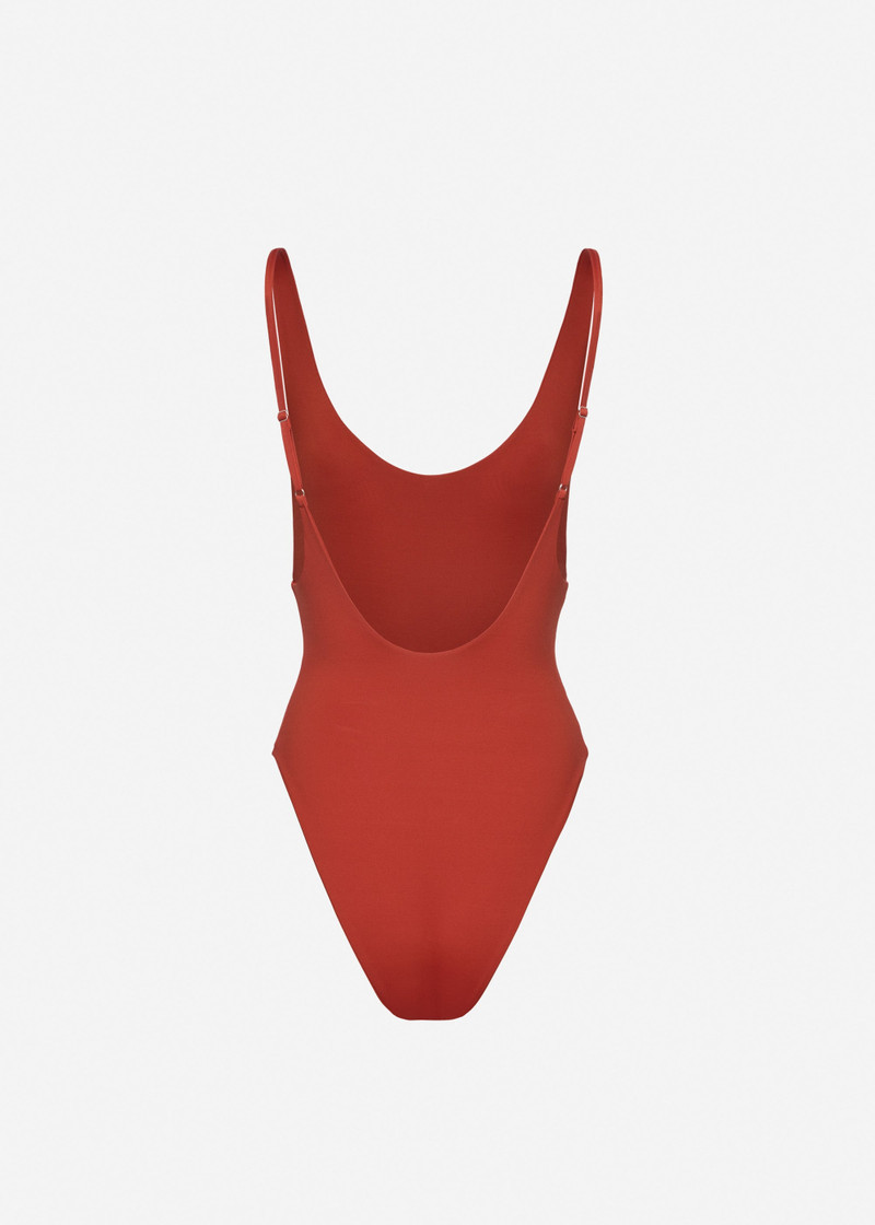 Scoop neck swimsuit in orange 2