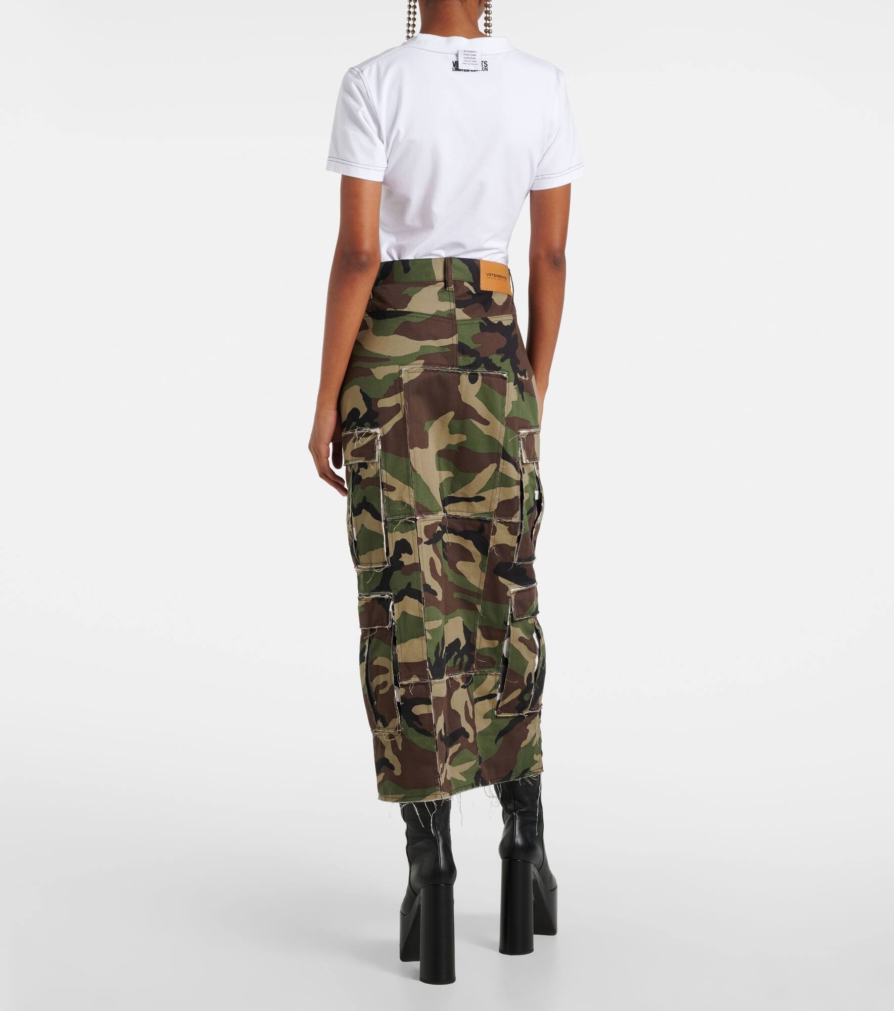 Camouflage cotton cargo midi skirt - 3