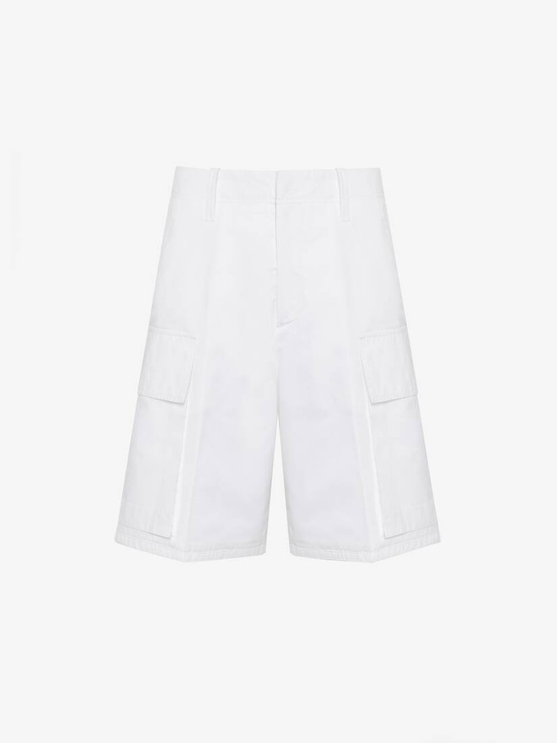 Alexander McQueen Men's Cargo Shorts in White outlook