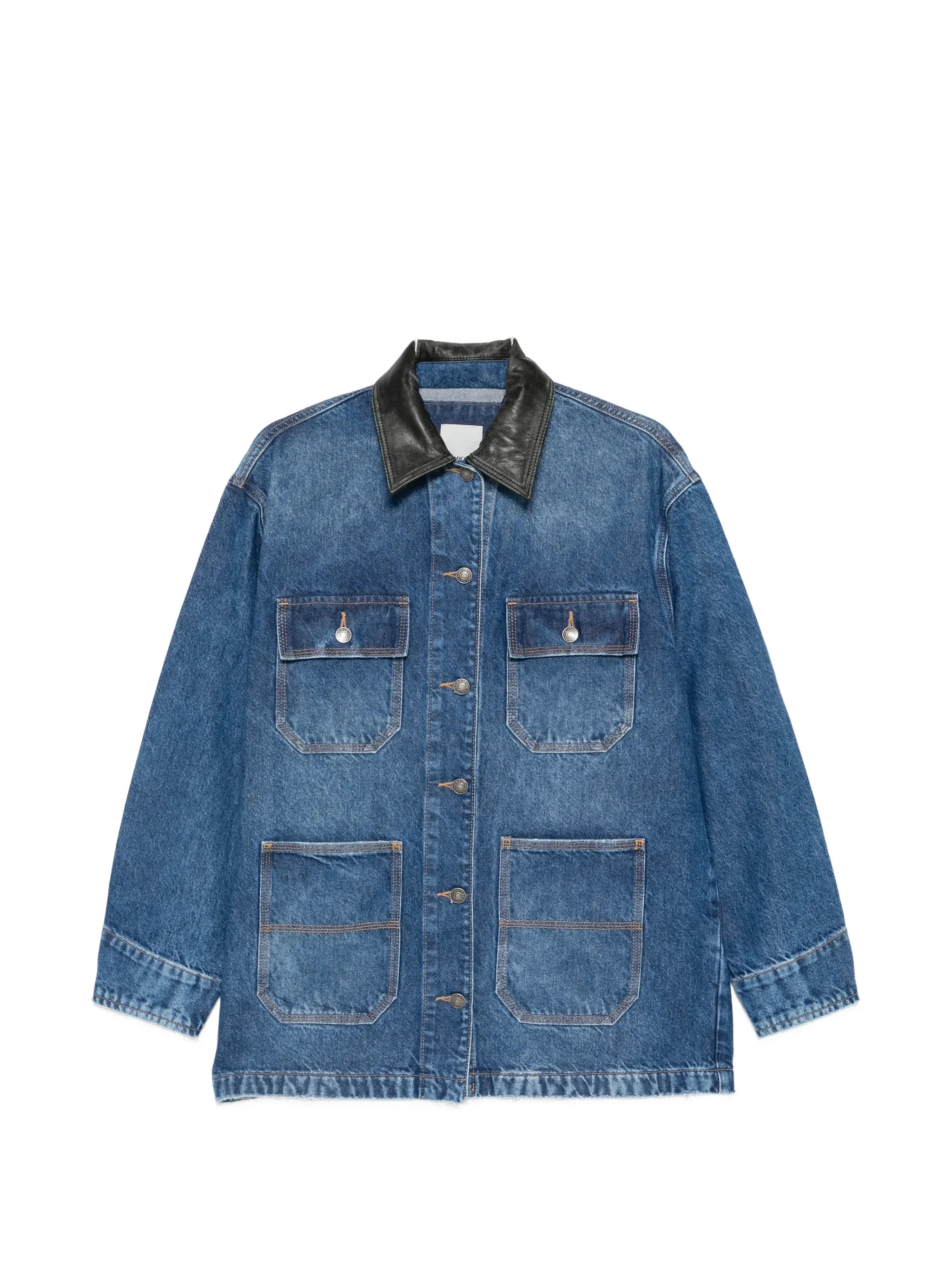 Simkhai Leather-collar Denim Jacket - 1