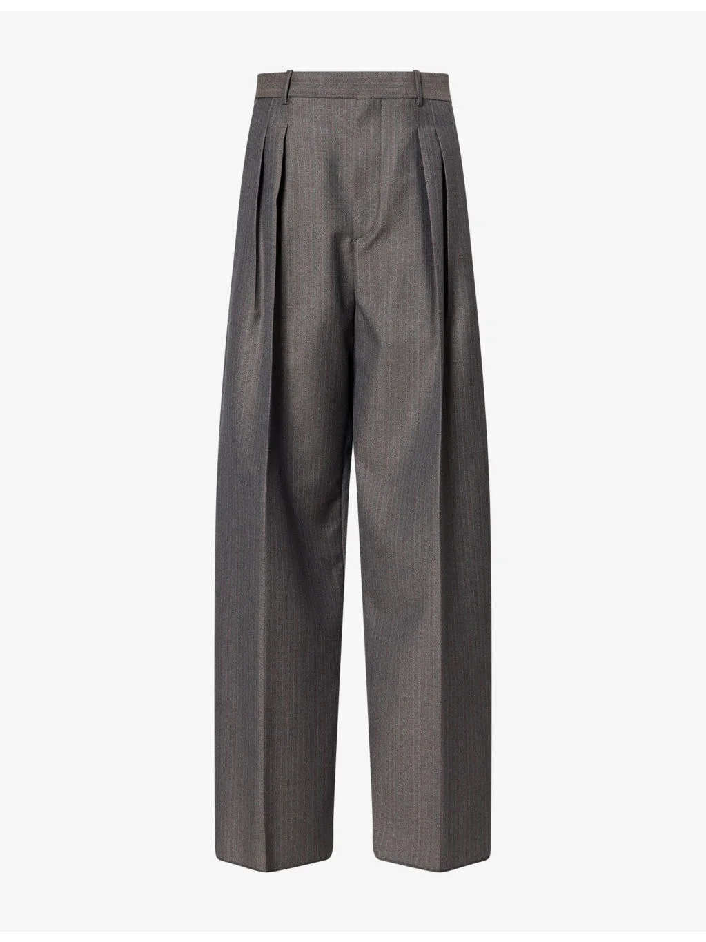 Pinstripe Pleated Wool-Blend Trousers - 1