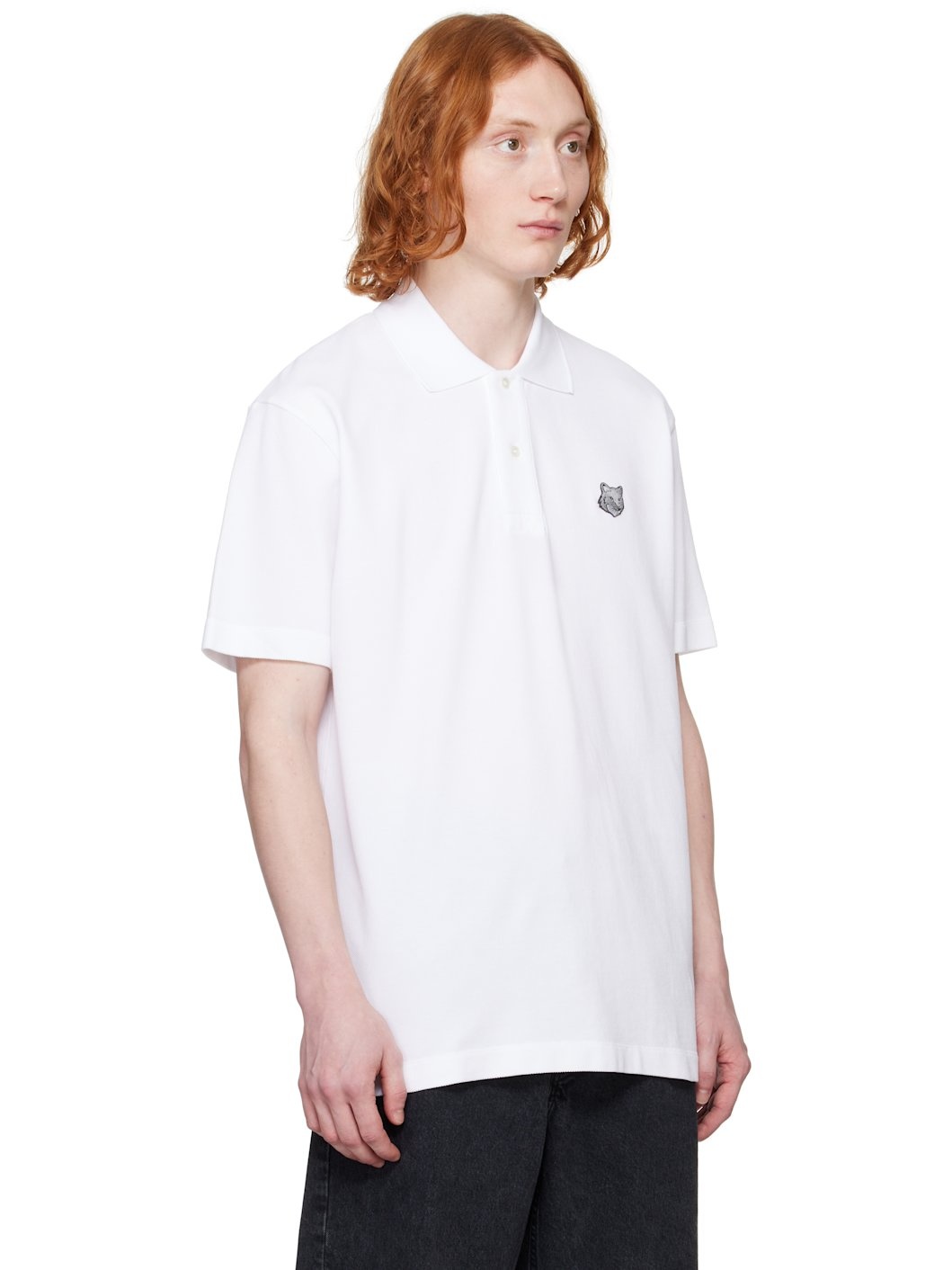 White Bold Fox Head Patch Comfort Polo - 2
