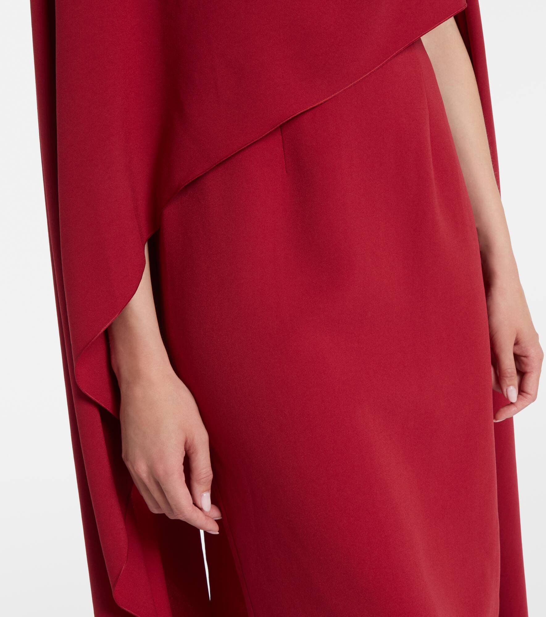 Demetria caped crêpe gown - 5