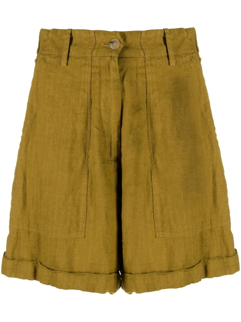 high-waisted linen shorts - 1