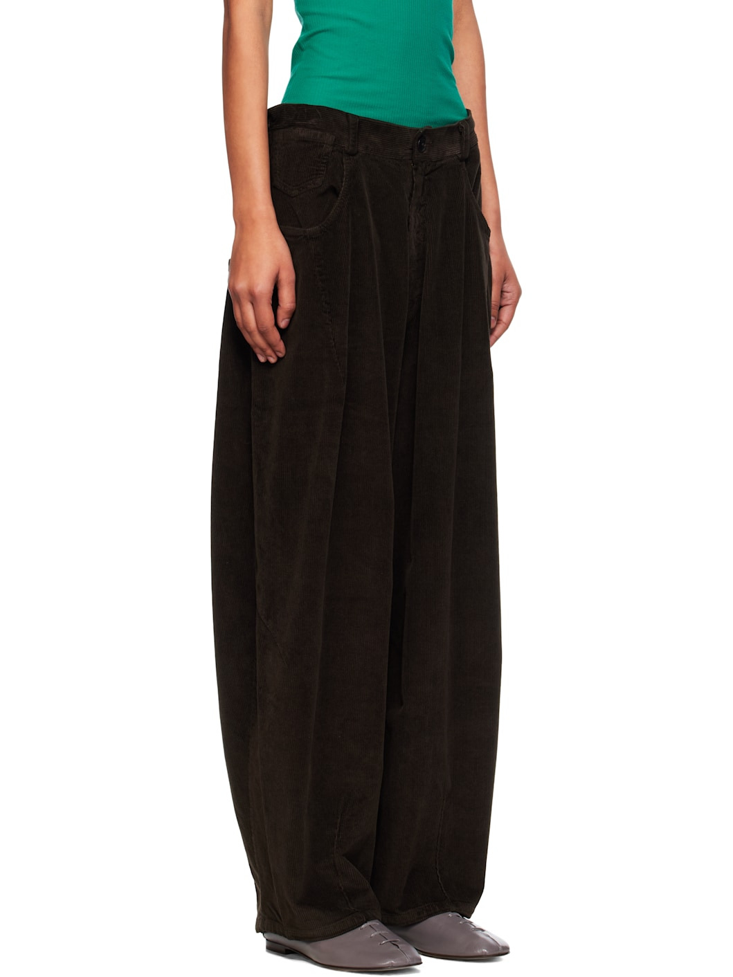 Brown Baggy Corduroy Trousers - 2