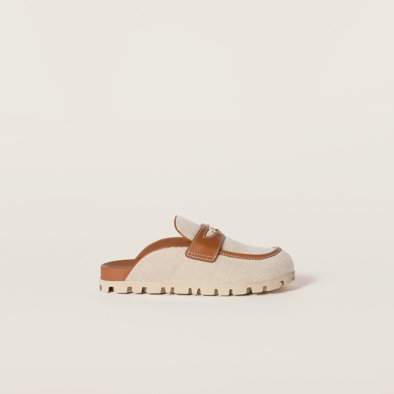 Canvas and leather mules 2