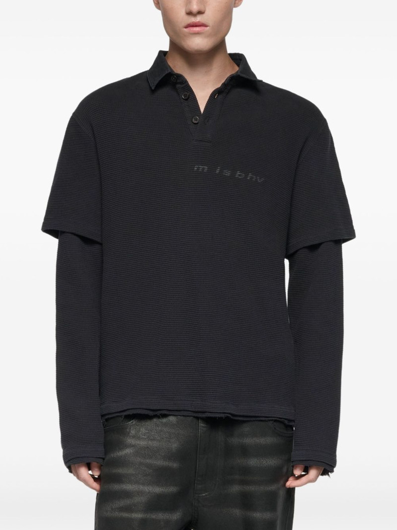 graphic layered long-sleeved polo shirt 1