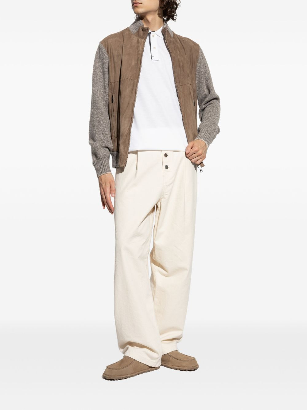 suede wool-paneled bomber jacket - 2