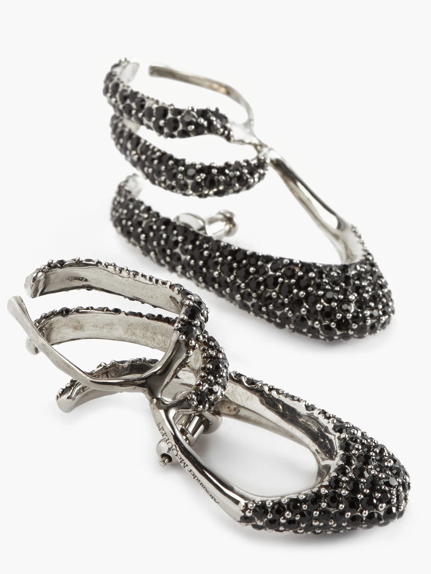 Swarovski-pavé ear-cuff hoop earrings - 3