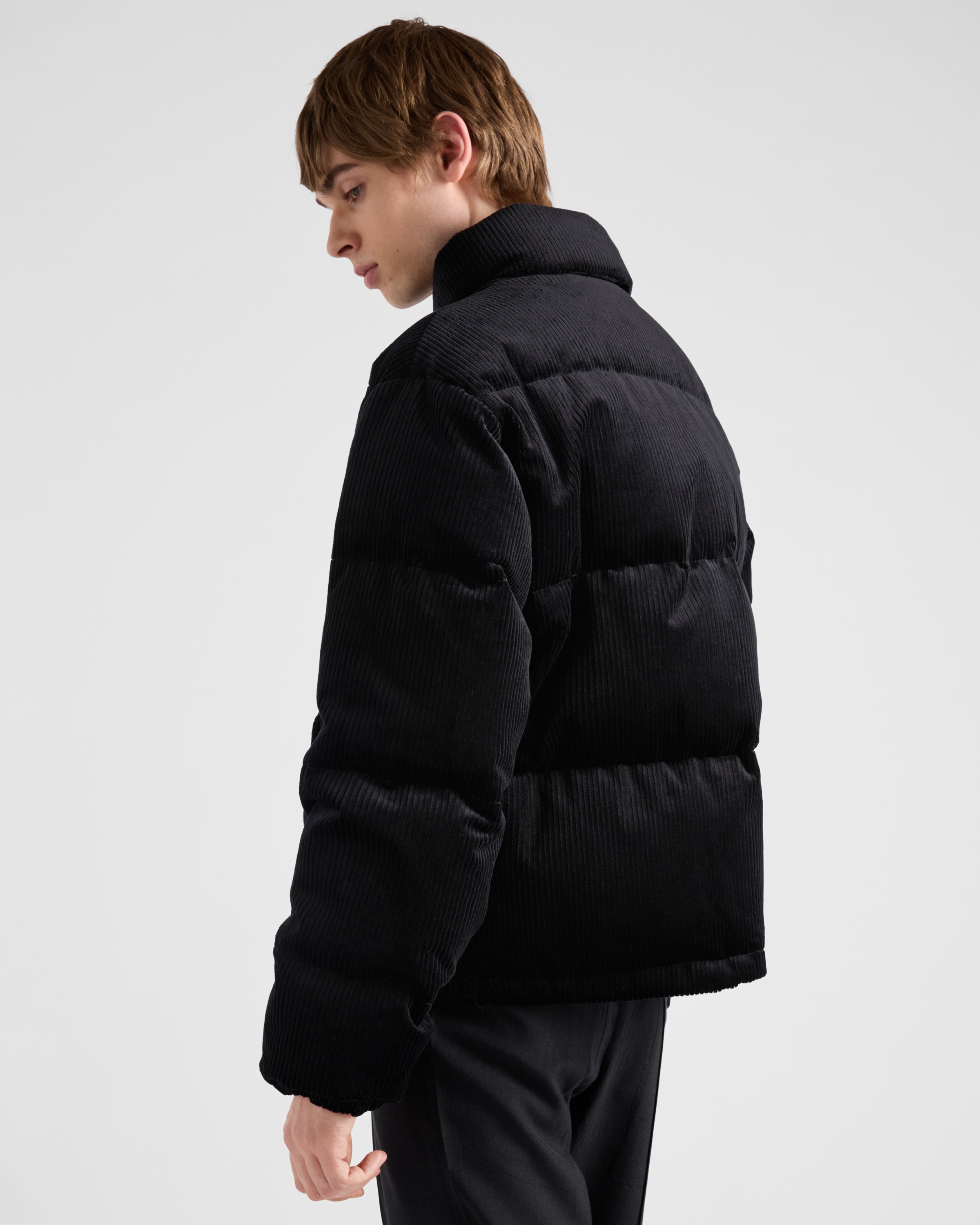 Cropped corduroy down jacket - 4