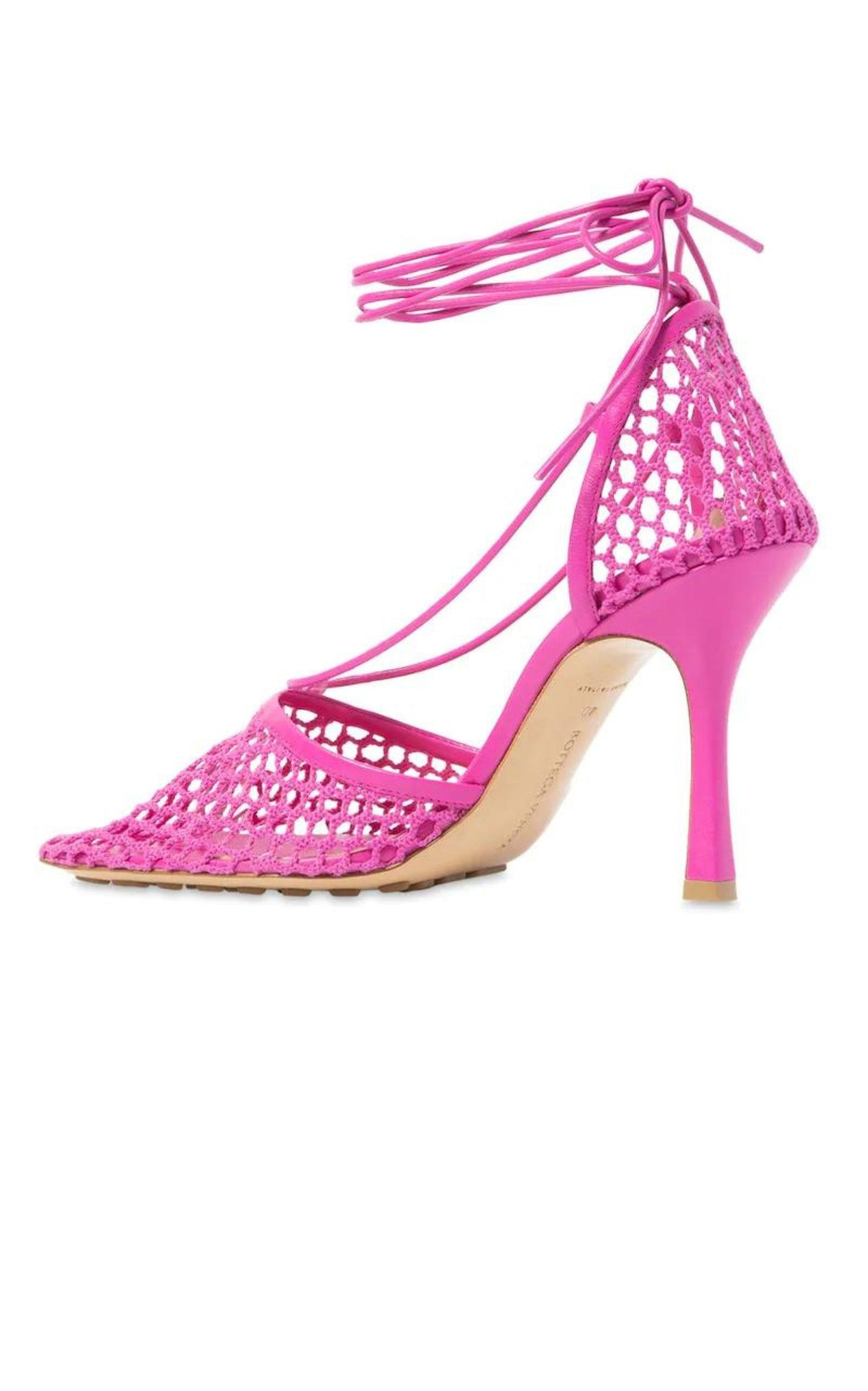 Leather Stretch Lace-up Pumps - 5