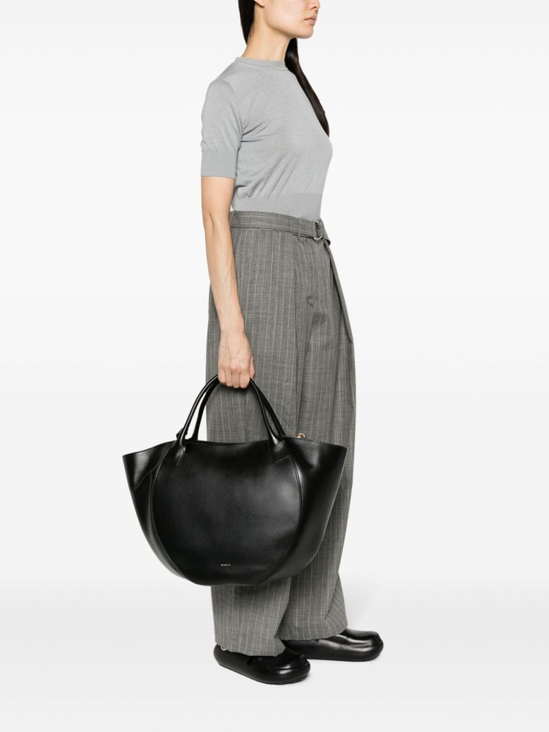 WANDLER Mia logo-print leather tote bag outlook
