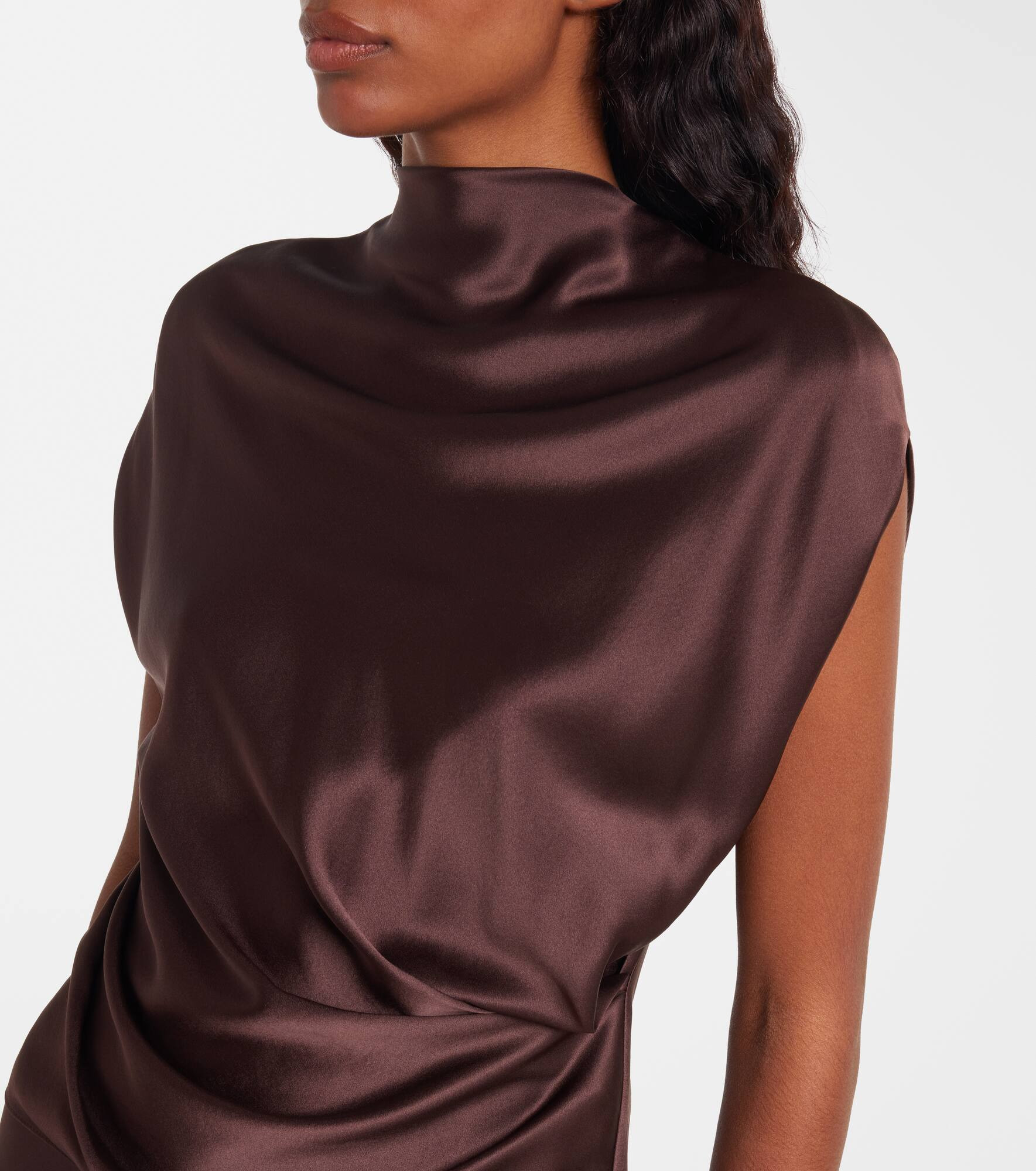 Draped silk satin top - 4