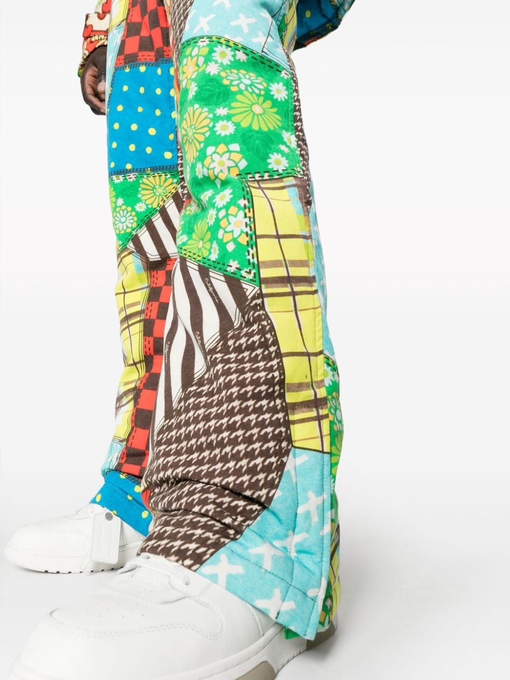 patchwork-print straight-leg trousers - 5