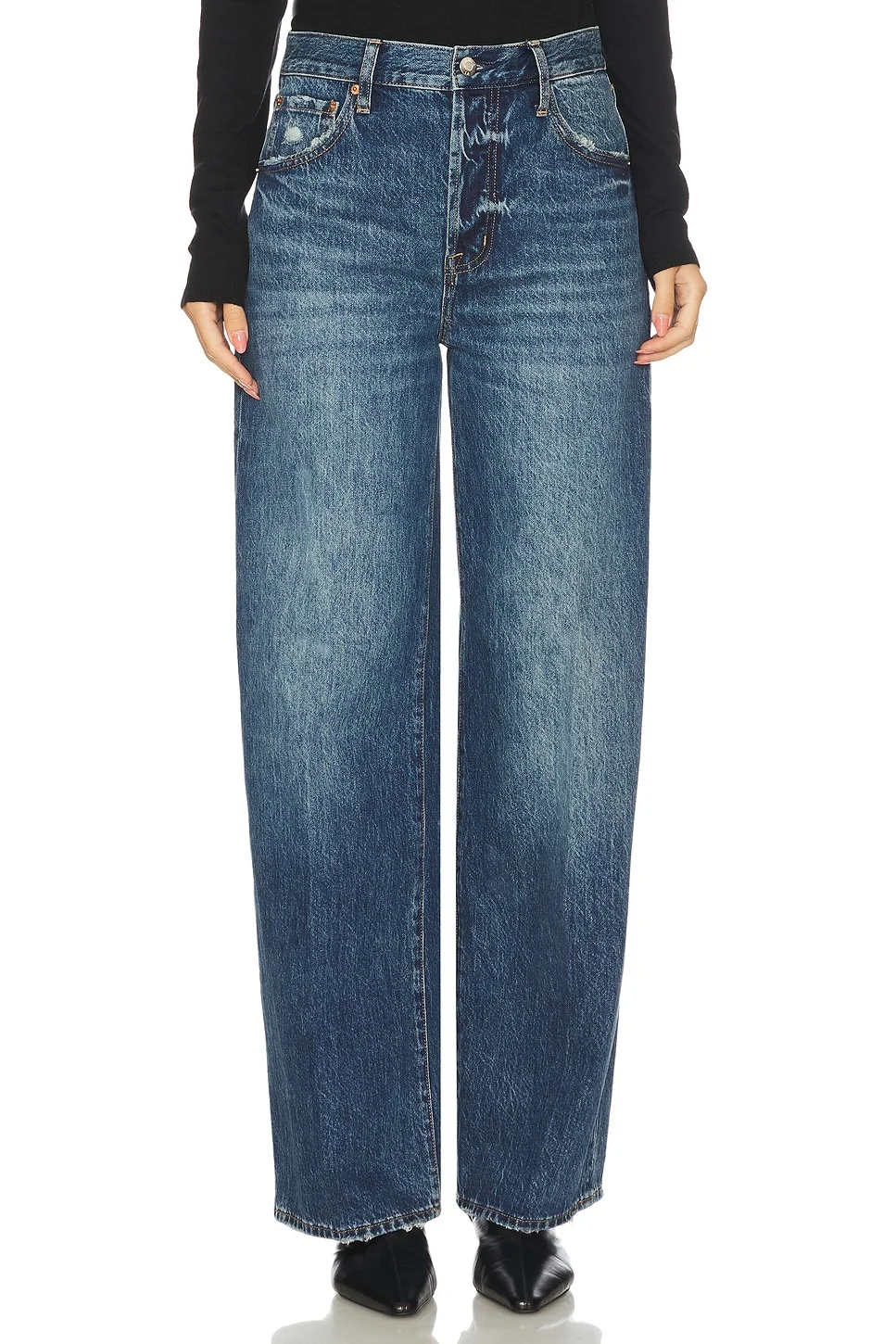 Tate High Rise Bowed Wide Jeans - 1